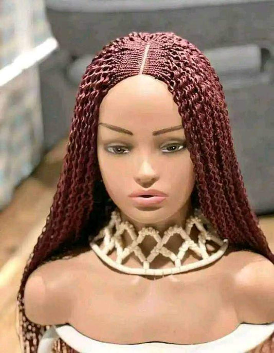 Classic Lady Watermelon Brown synthetic Braided Wig