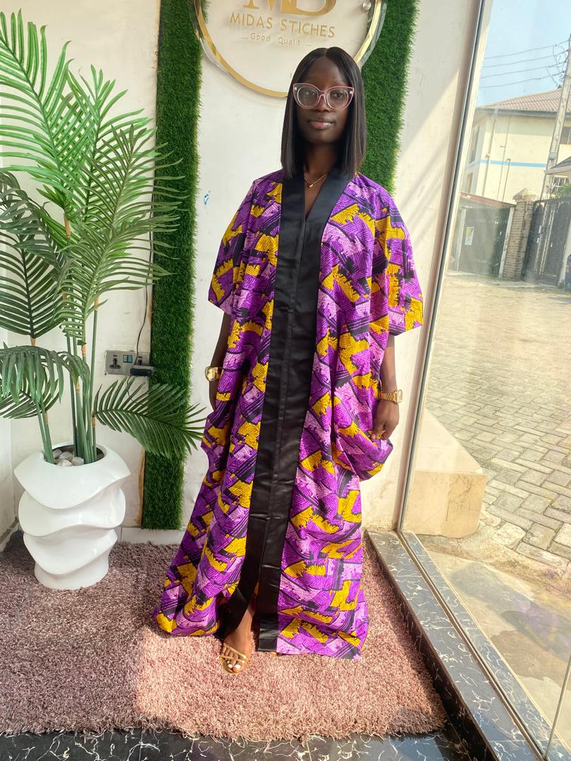 Floral Long Ankara with a Touch of Black