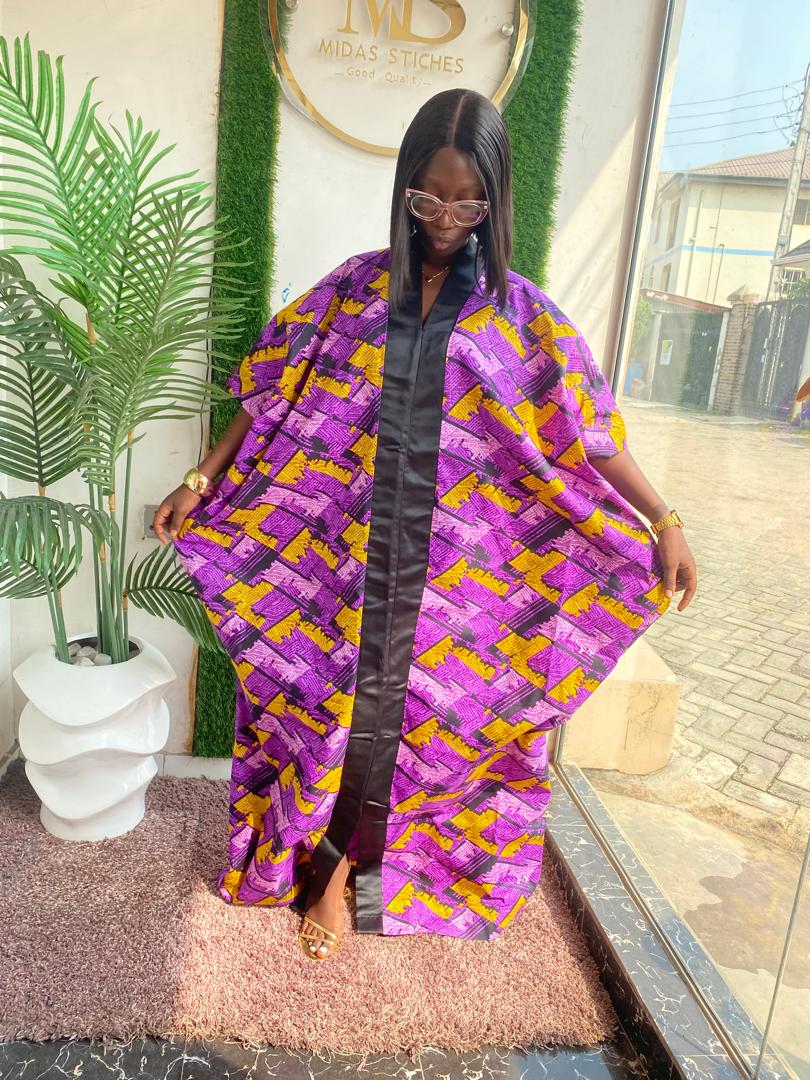 Floral Long Ankara with a Touch of Black
