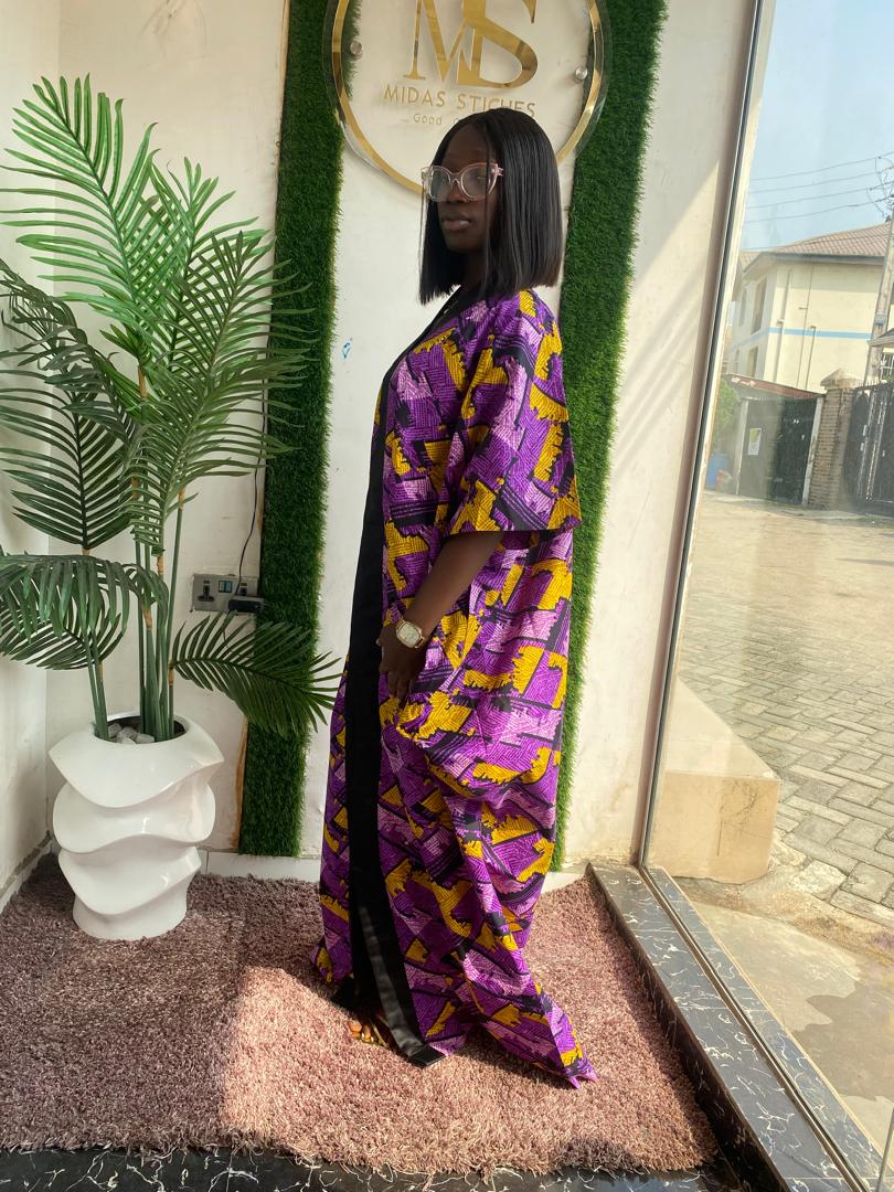Floral Long Ankara with a Touch of Black