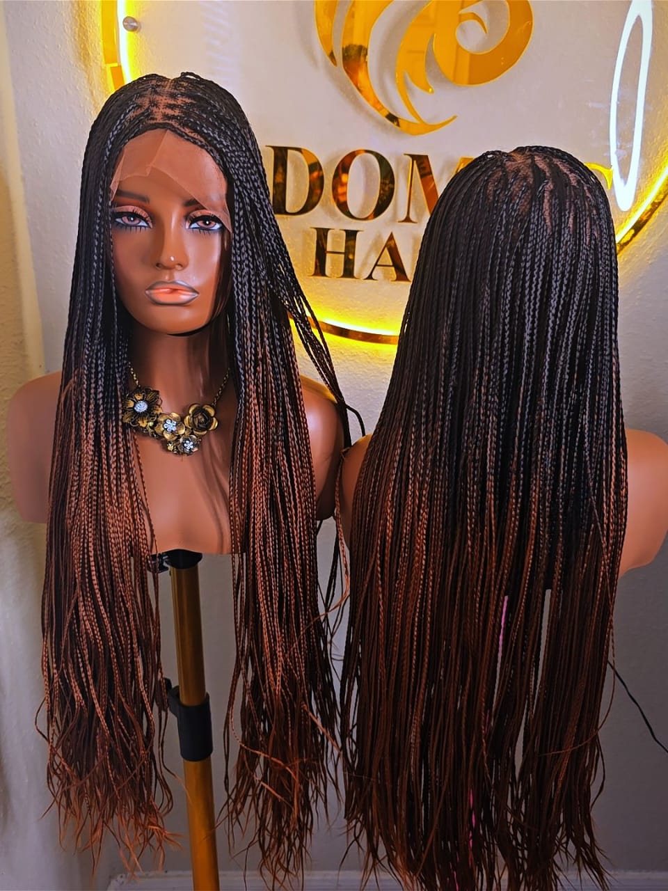 Elegant Brown Knotless  bone straight Synthetic Braided Wig for classic ladies. Lightweight, comfortable, stylish, and easy to wear. Perfect for work, church, outings, parties, and special occasions. Enjoy a classy braided look without salon stress.