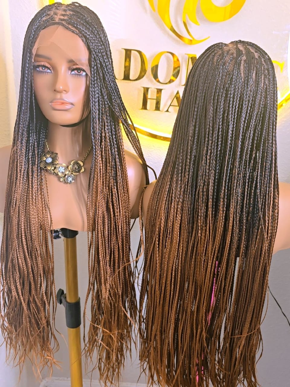 Elegant Brown Knotless  bone straight Synthetic Braided Wig for classic ladies. Lightweight, comfortable, stylish, and easy to wear. Perfect for work, church, outings, parties, and special occasions. Enjoy a classy braided look without salon stress.