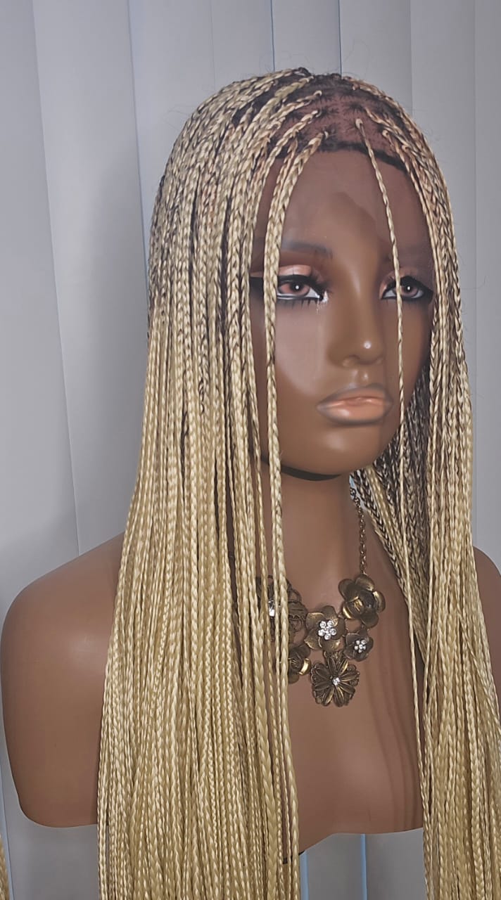 36-Inch Blonde Knotless Braided Wig – Elegant Long Braids for Beautiful Women