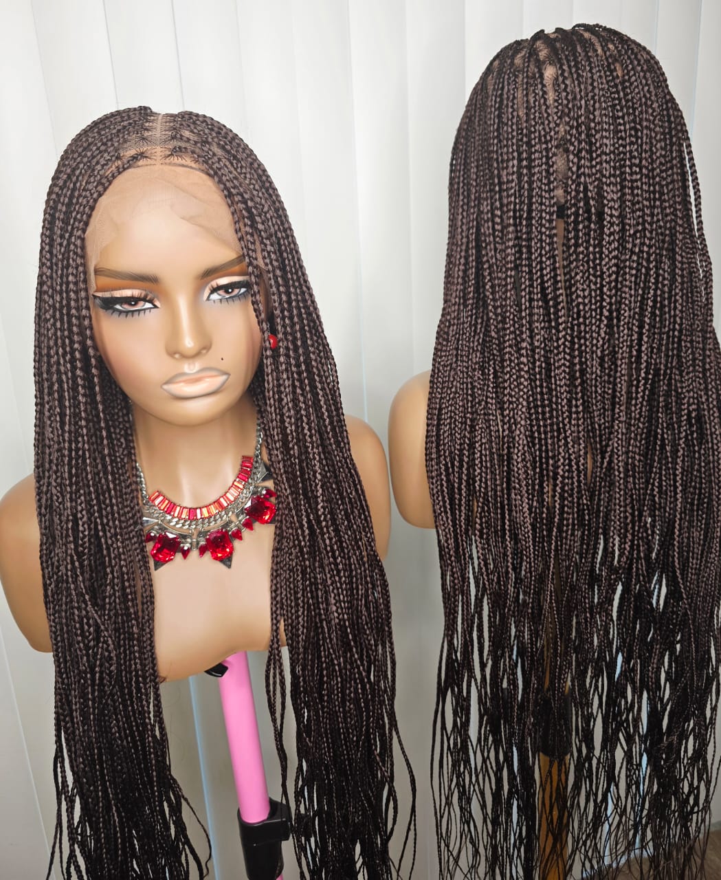 36-Inch Brown Knotless Braided Wig – Classy, Beautiful & Elegant