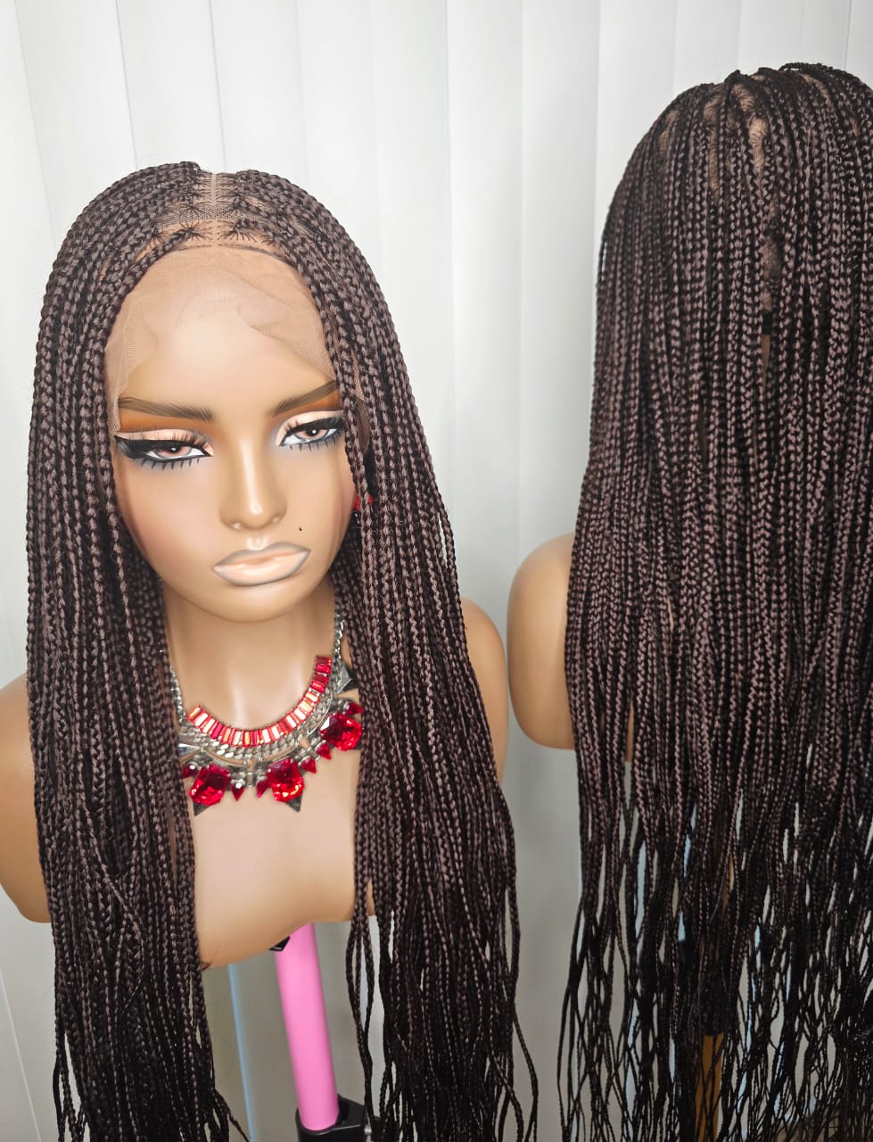 36-Inch Brown Knotless Braided Wig – Classy, Beautiful & Elegant