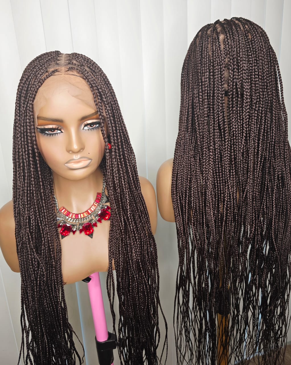 36-Inch Brown Knotless Braided Wig – Classy, Beautiful & Elegant