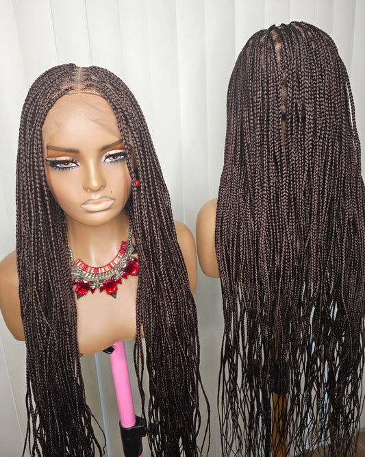 36-Inch Brown Knotless Braided Wig – Classy, Beautiful & Elegant