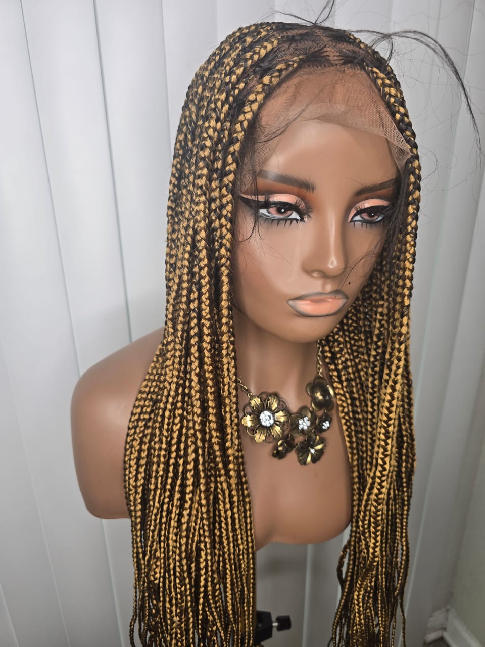 Luxury Gold Full Lace Knotless Synthetic Braided Wig