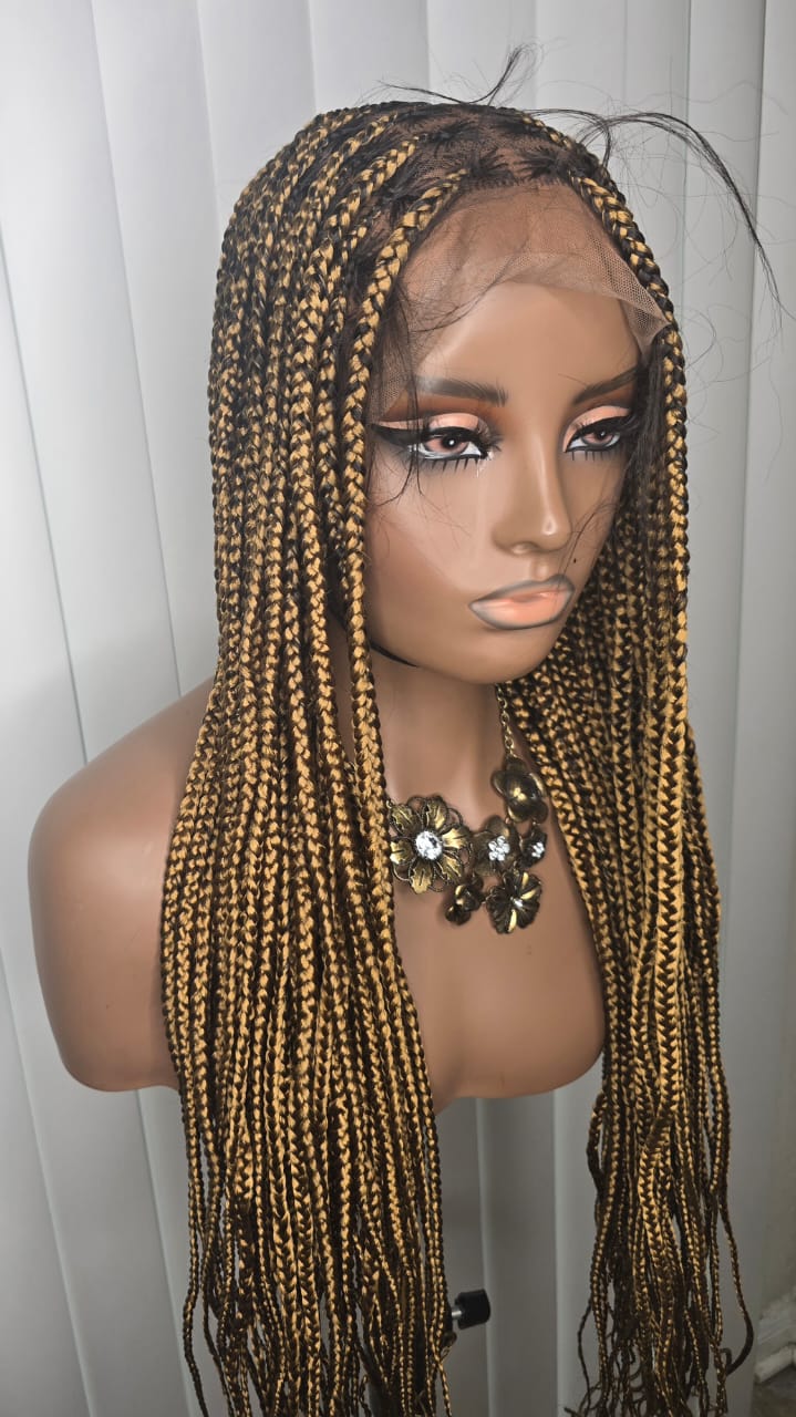 Luxury Gold Full Lace Knotless Synthetic Braided Wig