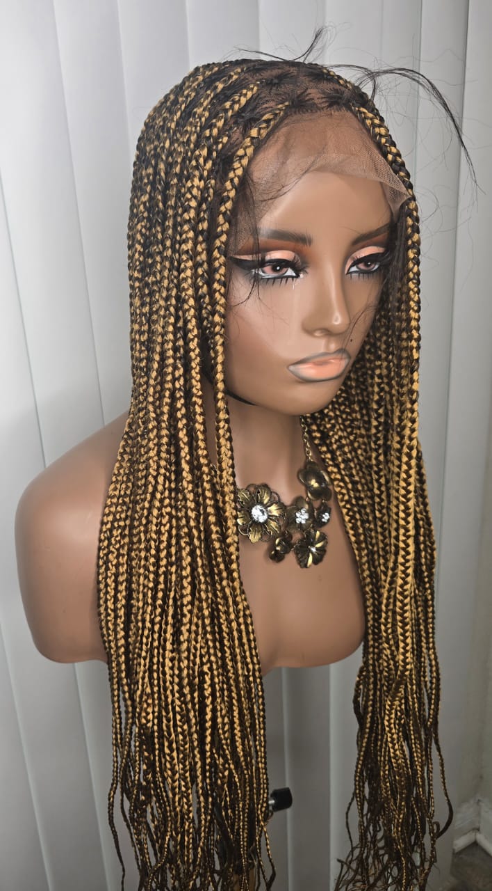 Luxury Gold Full Lace Knotless Synthetic Braided Wig