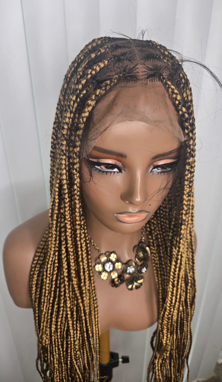 Luxury Gold Full Lace Knotless Synthetic Braided Wig