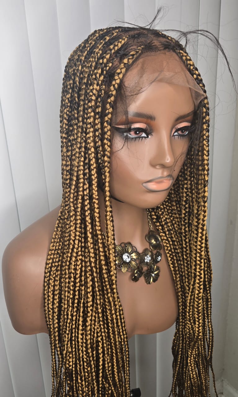 Luxury Gold Full Lace Knotless Synthetic Braided Wig