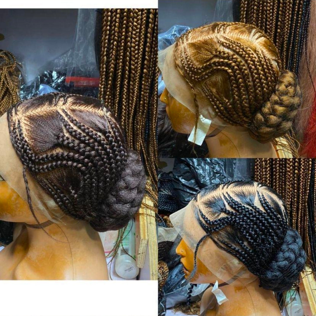 Black 360 Full Lace Cornrow Braided Wig – Neat, Natural-Looking & Ready to Wear