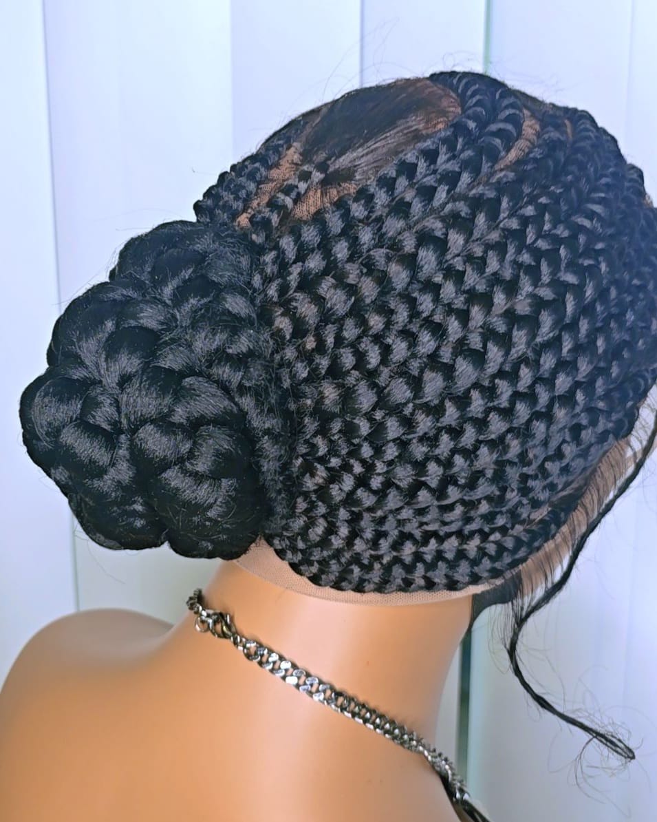 Black 360 Full Lace Cornrow Braided Wig – Neat, Natural-Looking & Ready to Wear