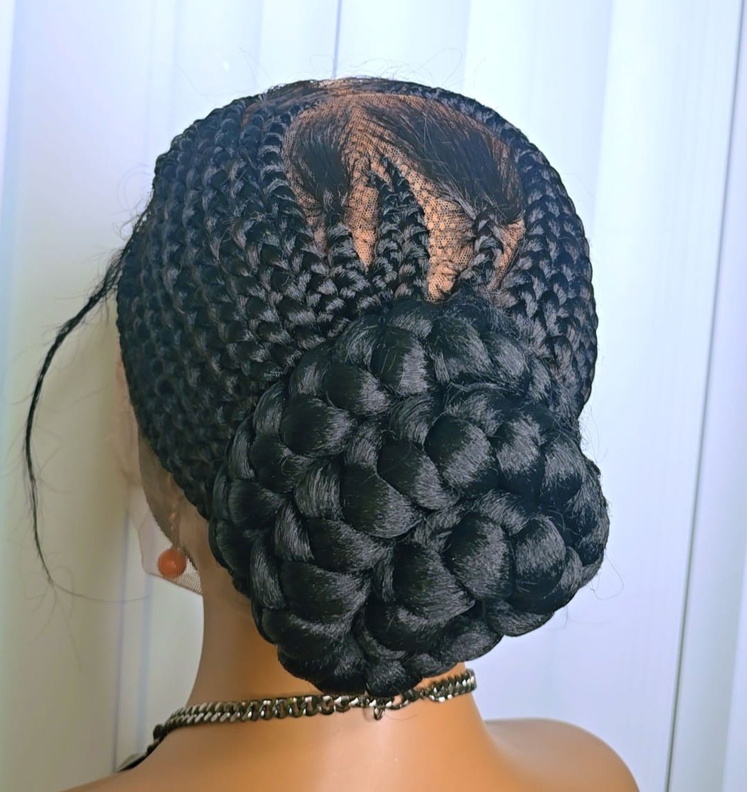 Black 360 Full Lace Cornrow Braided Wig – Neat, Natural-Looking & Ready to Wear