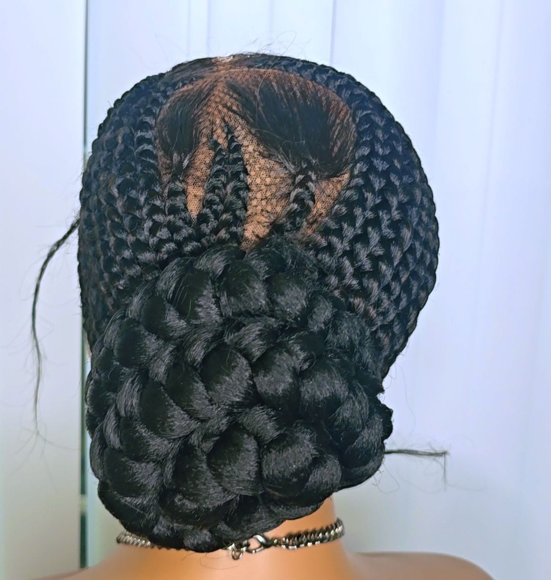 Black 360 Full Lace Cornrow Braided Wig – Neat, Natural-Looking & Ready to Wear