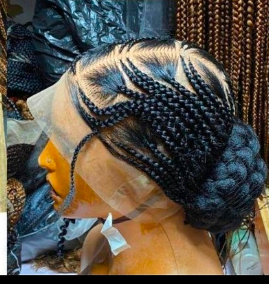 Black 360 Full Lace Cornrow Braided Wig – Neat, Natural-Looking & Ready to Wear