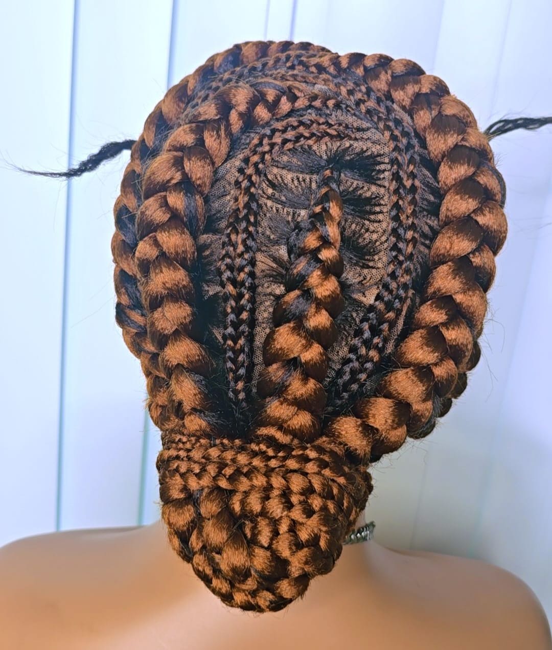 Gold Full Lace Packed Cornrow Braided Synthetic Wig – Bold, Stylish & Ready to Wear