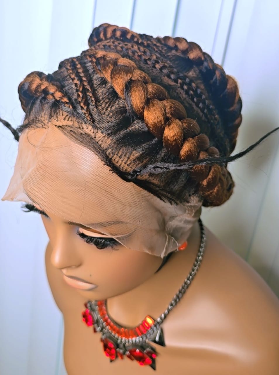 Gold Full Lace Packed Cornrow Braided Synthetic Wig – Bold, Stylish & Ready to Wear