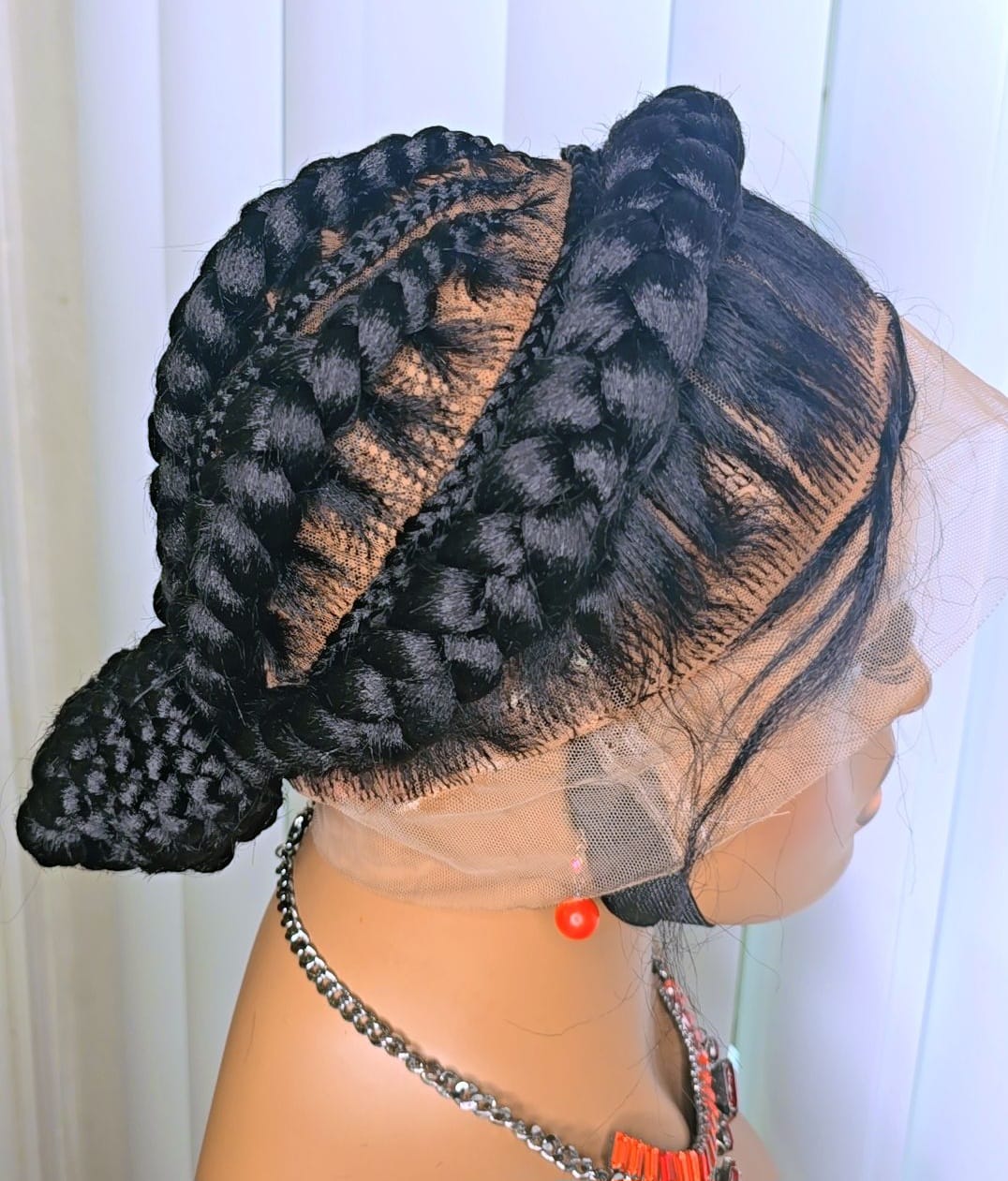 Black Full Lace Packed Cornrow Braided Synthetic Wig – Neat, Natural & Ready