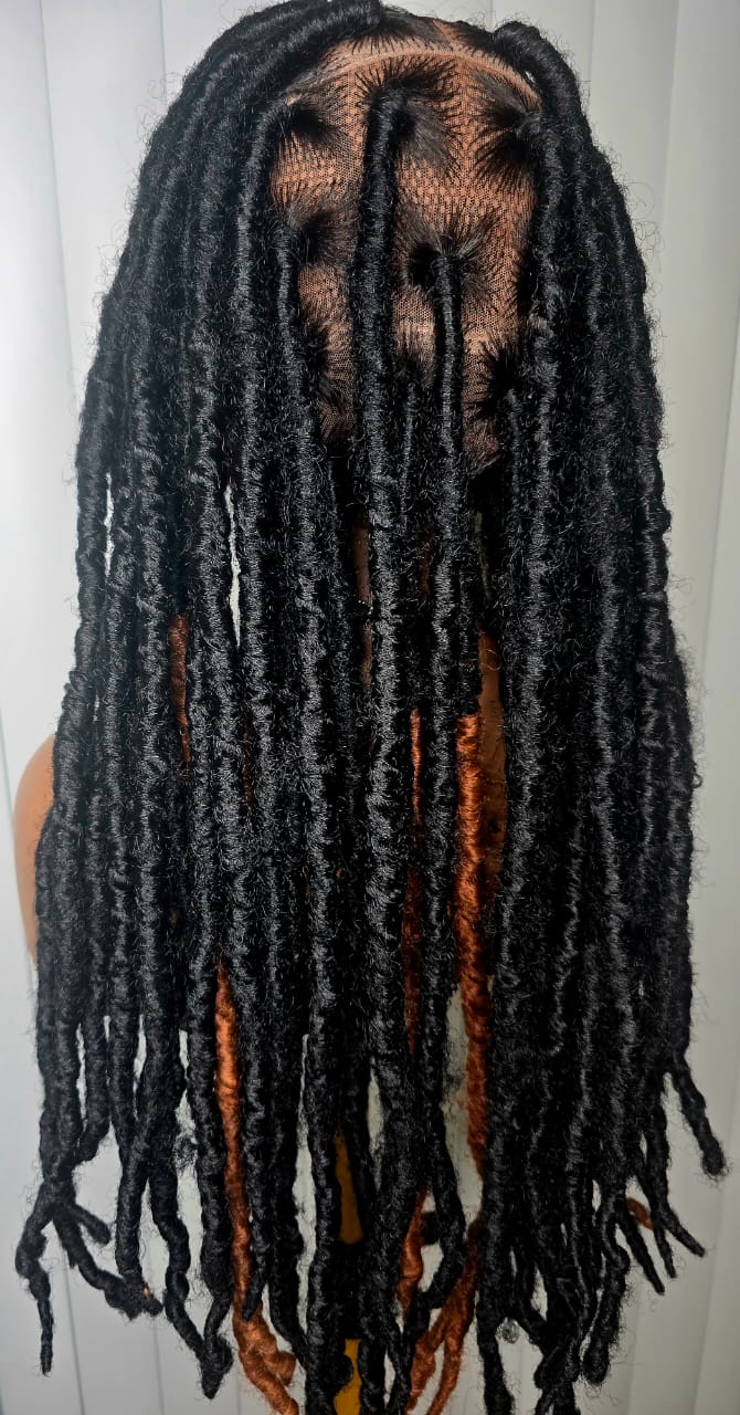 Black Tint with Brown Dreadlock Synthetic Braided Wig
