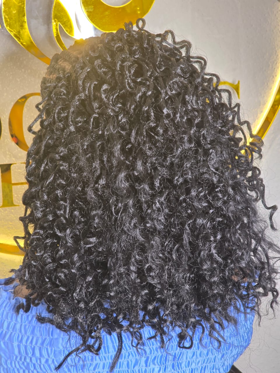 Women’s Black Cornrow Braided Lace Wig with Curly Ends