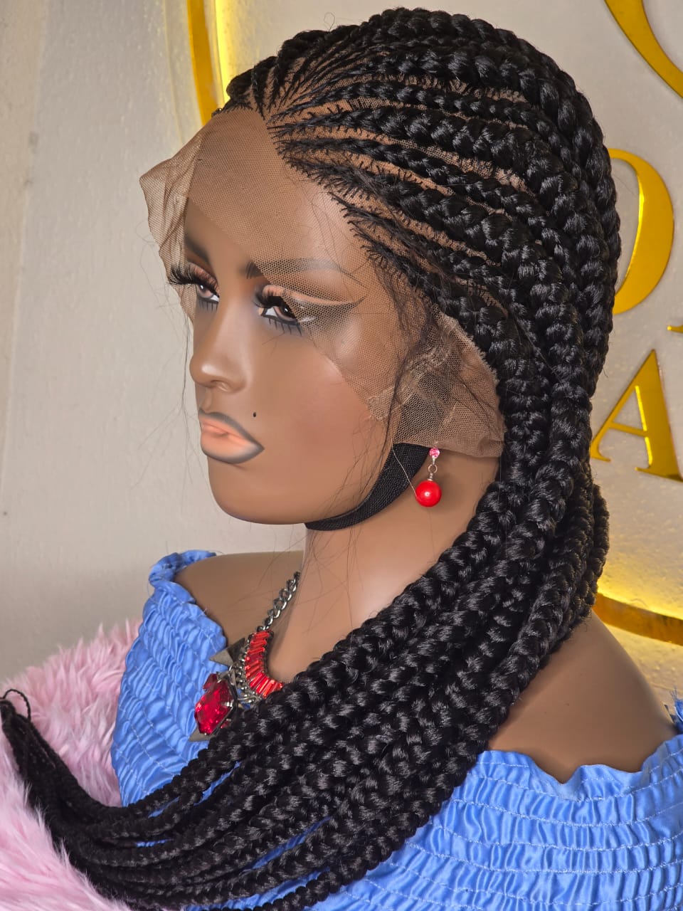Women’s Black All Back Braided 360 Full Lace synthetic braided wig