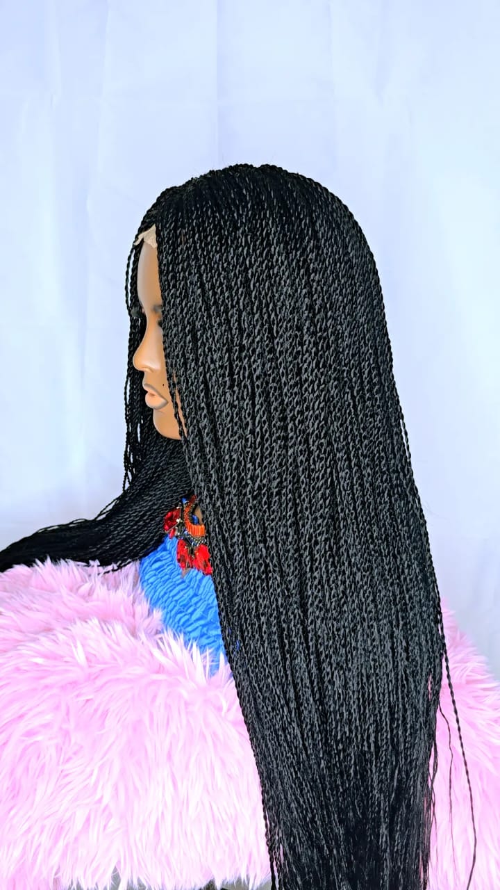 Black Twist Braided Wig for Women – Lightweight, Full, Natural-Looking Protective