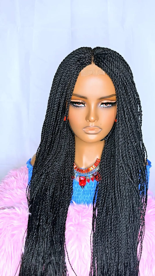 Black Twist Braided Wig for Women – Lightweight, Full, Natural-Looking Protective