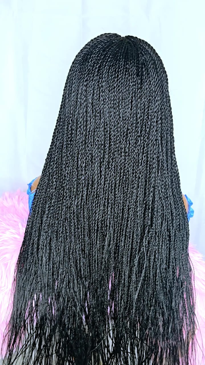 Black Twist Braided Wig for Women – Lightweight, Full, Natural-Looking Protective