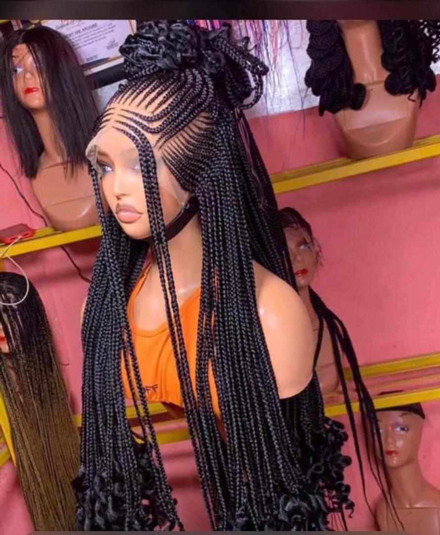 Black and Brown  36inches 360 full lace Braided Wig 001 - Luxury Braided Wig Style with Easy Styling & Comfortable Design for a Distinctive Look