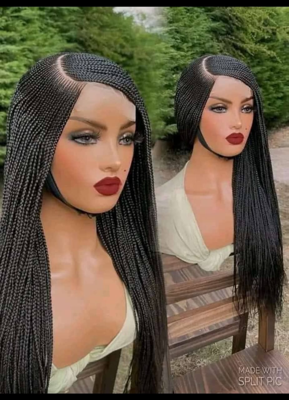 Black  36inches 360 full lace Braided Wig 002 - Luxury Braided Wig Style with Easy Styling & Comfortable Design for a Distinctive Look