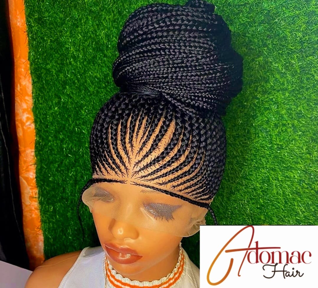 Black  36inches 360 full lace Braided Wig 004- Luxury Braided Wig Style with Easy Styling & Comfortable Design for a Distinctive Look