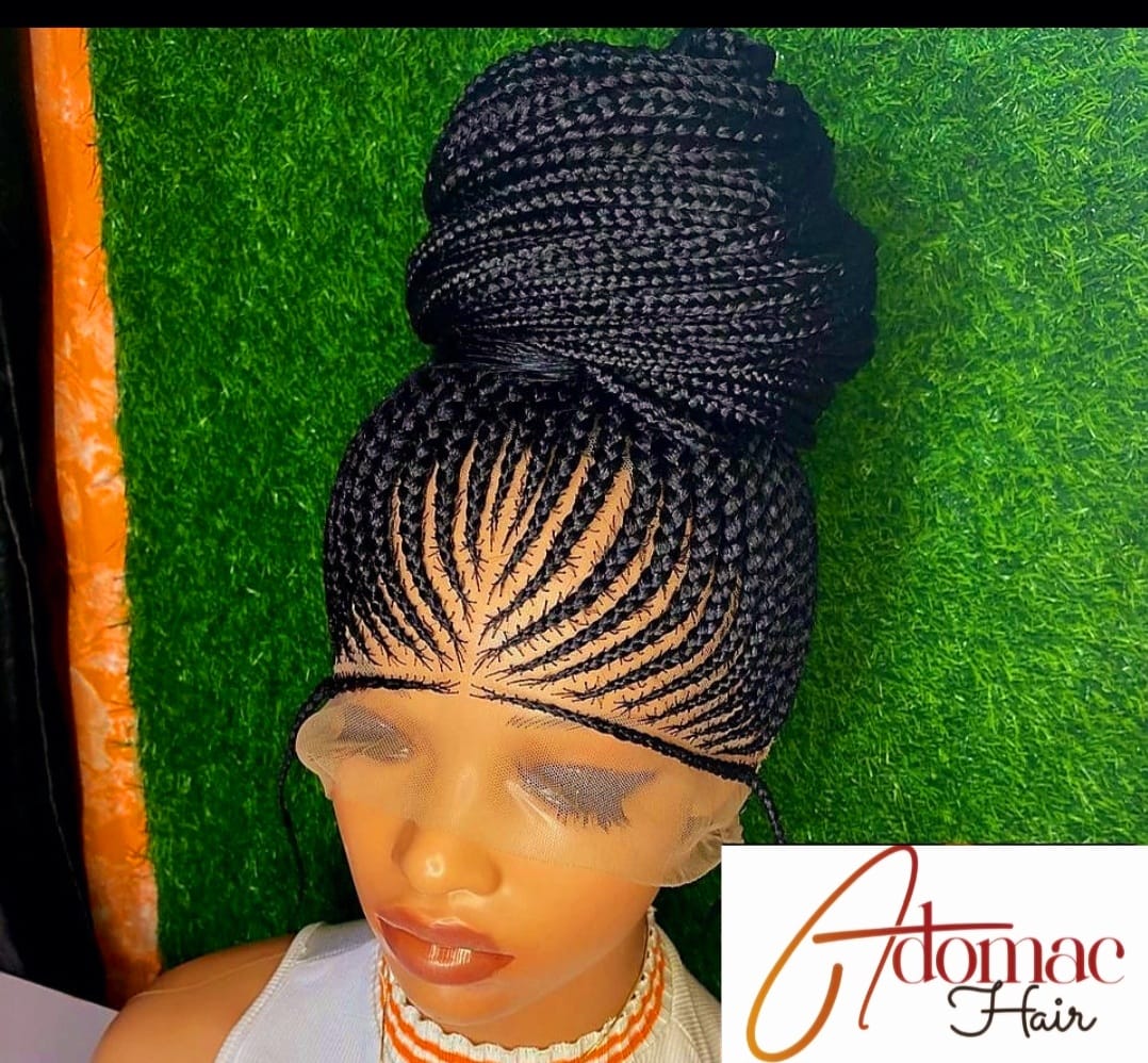 Black  36inches 360 full lace Braided Wig 004- Luxury Braided Wig Style with Easy Styling & Comfortable Design for a Distinctive Look