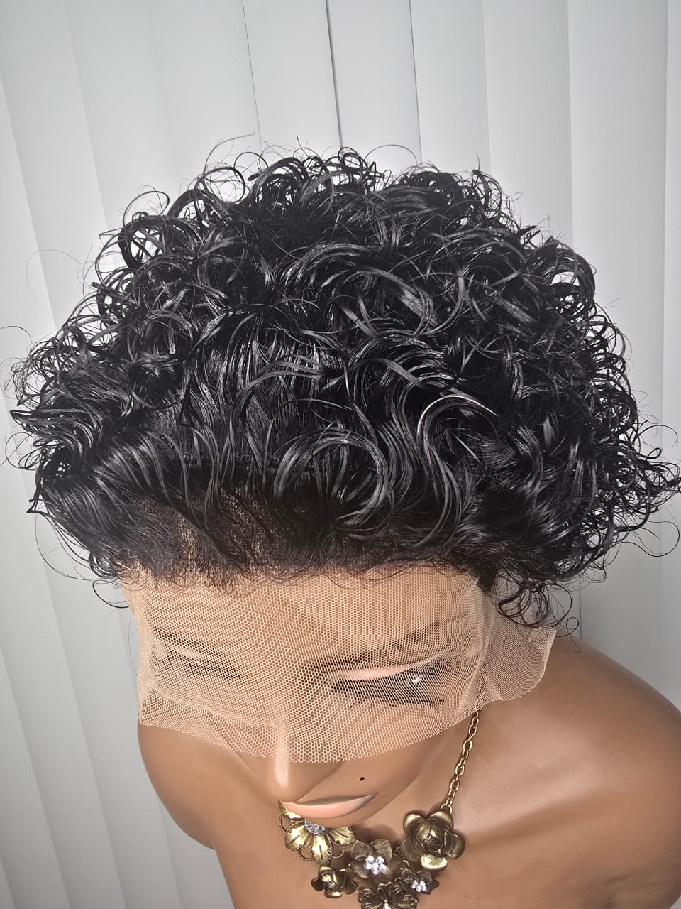 13x1 Short Pixie Curls 100% Human Hair Wig with Transparent Lace, Frontal Glueless Wig