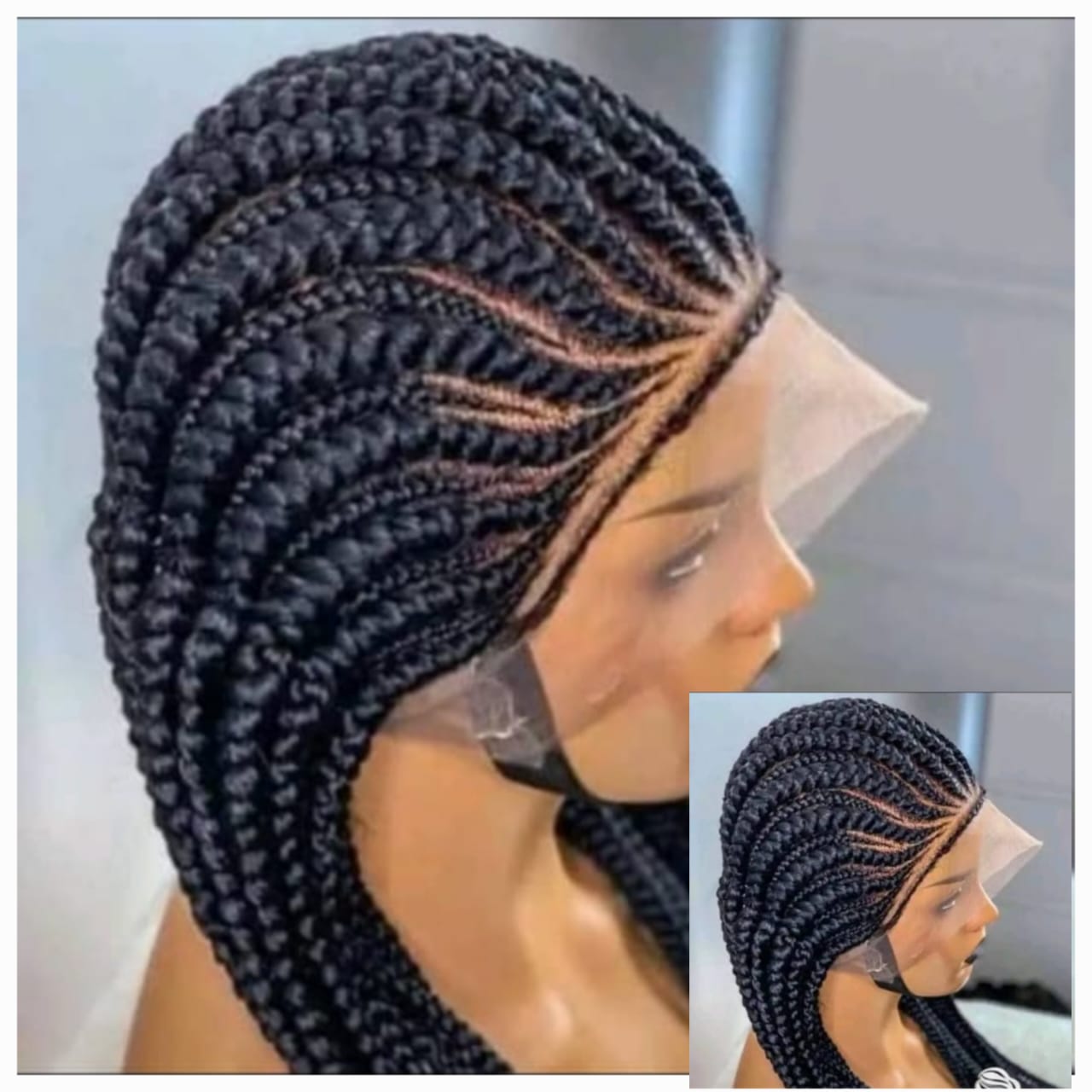 Black 30inches 360 Full Lace Synthetic Braided Wig with Unique Heart Design