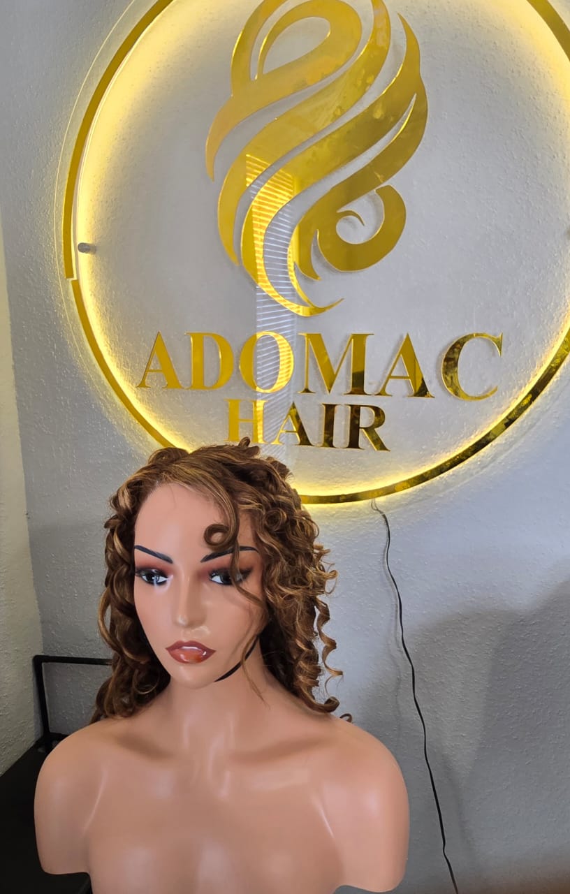 16" 13by4  Frontal wig Human Hair Piano Colour for Ladies - Affordable Luxury wig