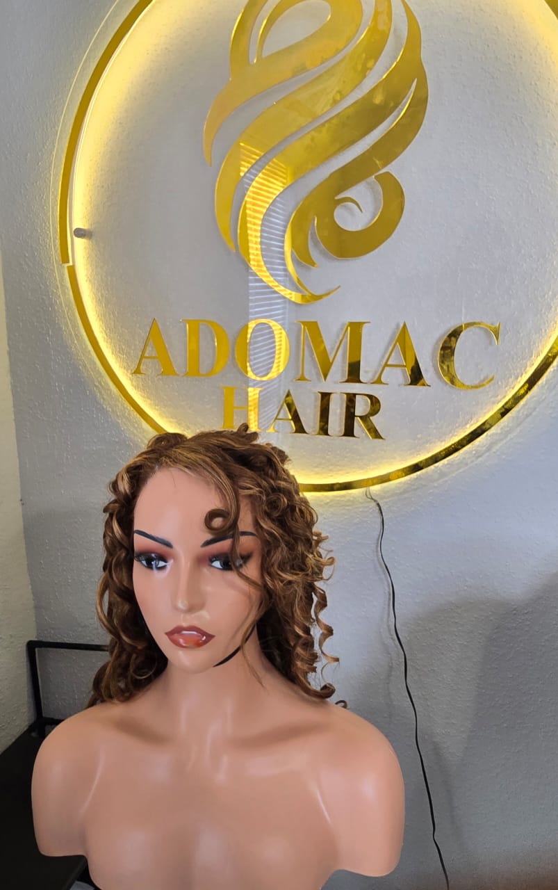 16" 13by4  Frontal wig Human Hair Piano Colour for Ladies - Affordable Luxury wig