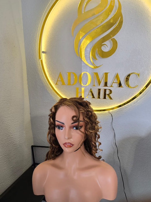16" 13by4  Frontal wig Human Hair Piano Colour for Ladies - Affordable Luxury wig