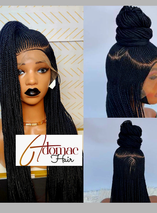 Black and Brown 36inches 360 full lace Braided Wig 009 - Luxury Braided Wig Style with Easy Styling & Comfortable Design for a Distinctive Look