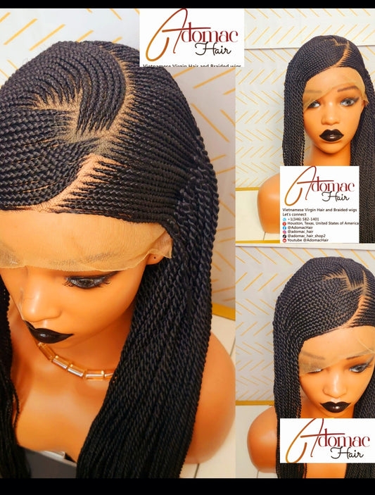 Black  36inches 360 full lace Braided Wig 010 - Luxury Braided Wig Style with Easy Styling & Comfortable Design for a Distinctive Look