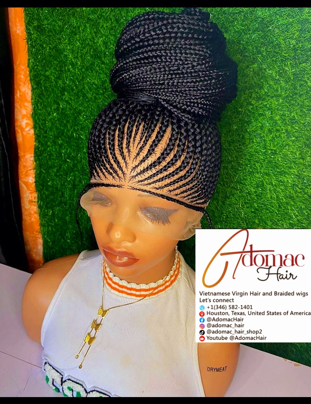 Black  36inches 360 full lace Braided Wig 004- Luxury Braided Wig Style with Easy Styling & Comfortable Design for a Distinctive Look