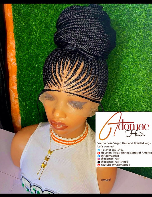 Black  36inches 360 full lace Braided Wig 004- Luxury Braided Wig Style with Easy Styling & Comfortable Design for a Distinctive Look