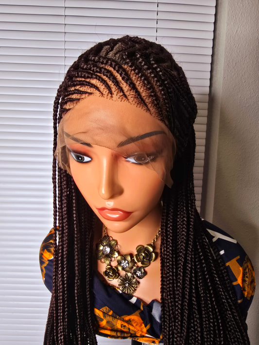 Brown 36inches 360 full lace Braided Wig 020 - Luxury Braided Wig Style with Easy Styling & Comfortable Design for a Distinctive Look