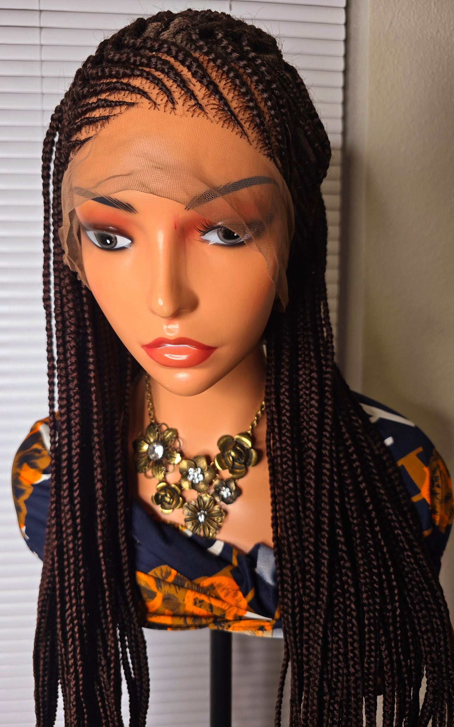 Brown 36inches 360 full lace Braided Wig 020 - Luxury Braided Wig Style with Easy Styling & Comfortable Design for a Distinctive Look