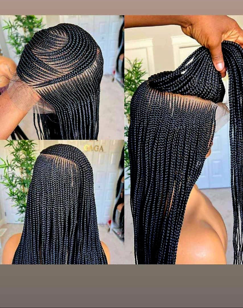 Black  36inches 360 full lace Braided Wig 006 - Luxury Braided Wig Style with Easy Styling & Comfortable Design for a Distinctive Look