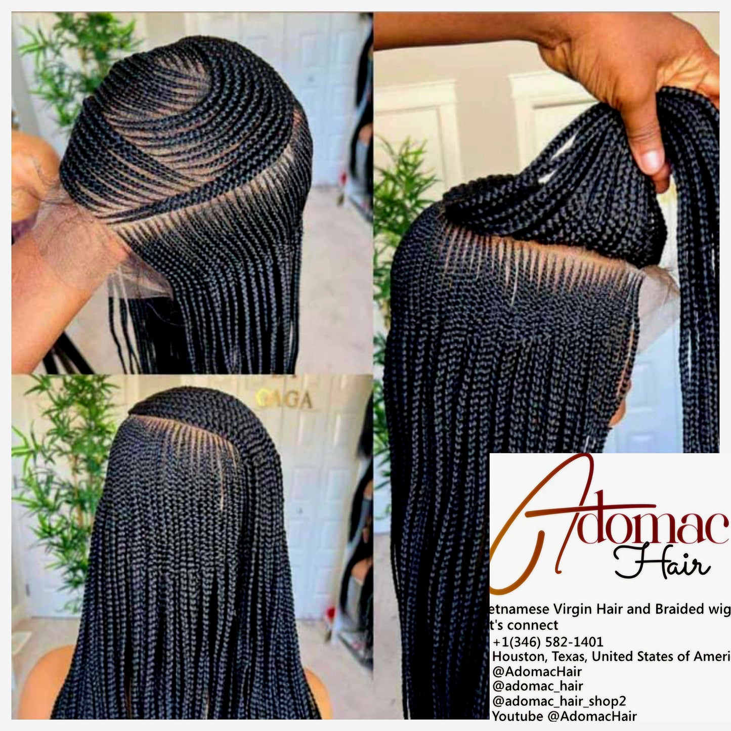 Black  36inches 360 full lace Braided Wig 006 - Luxury Braided Wig Style with Easy Styling & Comfortable Design for a Distinctive Look