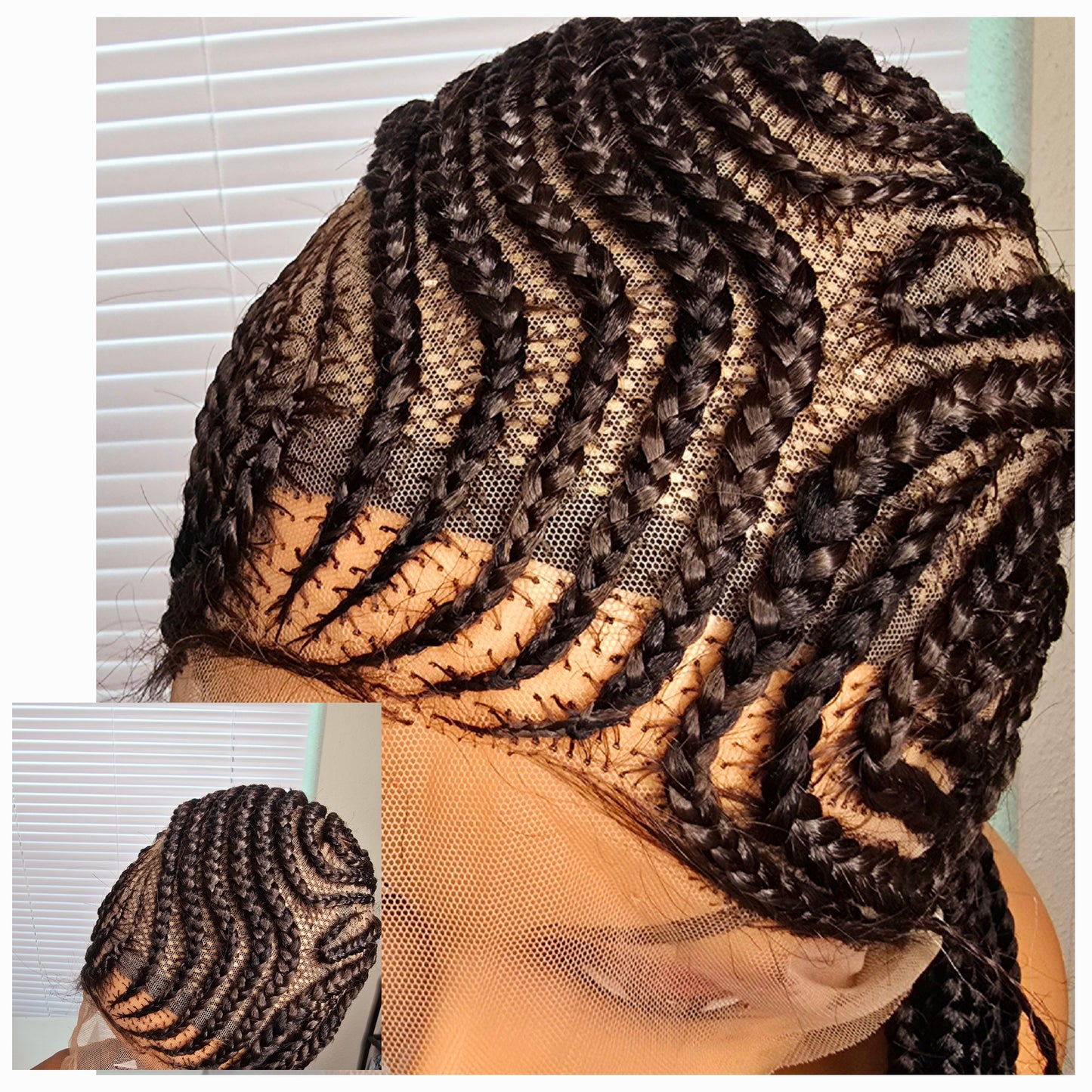 Brown 36inches 360 full lace Braided Wig 014 - Luxury Braided Wig Style with Easy Styling & Comfortable Design for a Distinctive Look