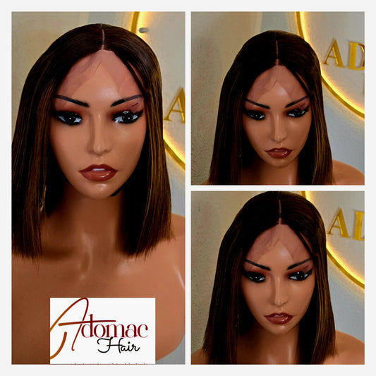8" 2by6 SDD  Vietnamese Bone Straight Human Hair Piano Colour  Glueless wig  - Affordable Luxury wig for Ladies