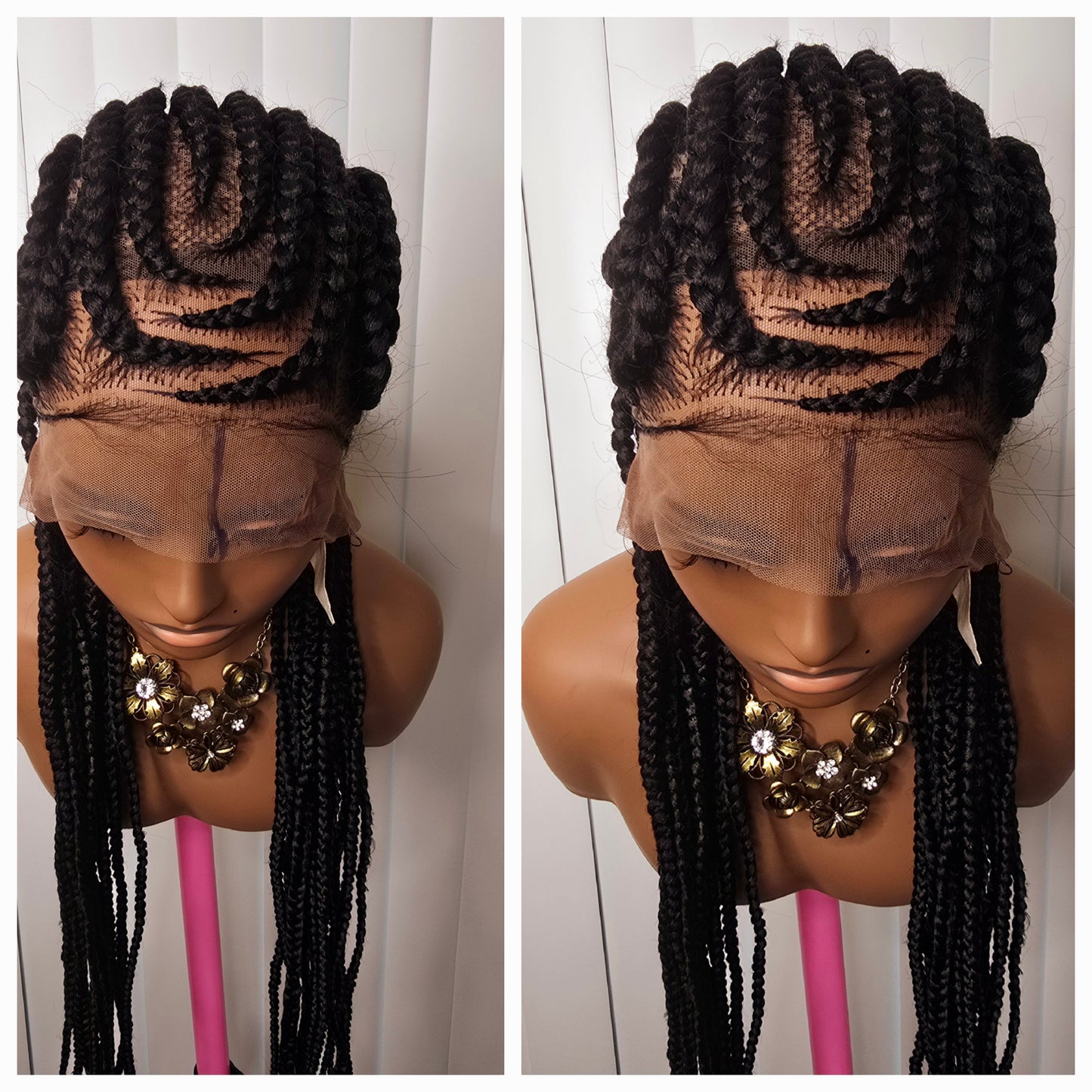 Black Full Lace 30 Inches Synthetic Braided Wig for Classic Ladies with Natural Look and Comfortable Fit